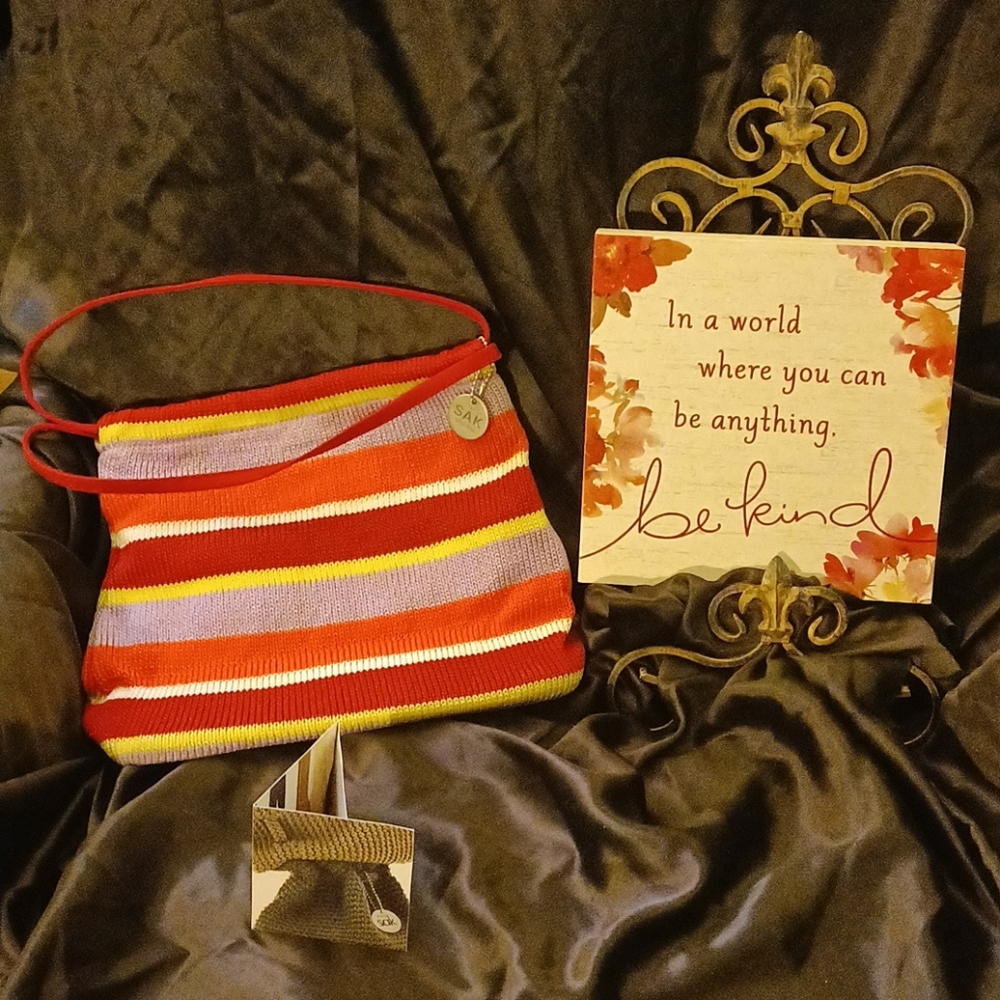 THE SAK vintage/NWT: CARIBBEAN STRIPE tulip purse!